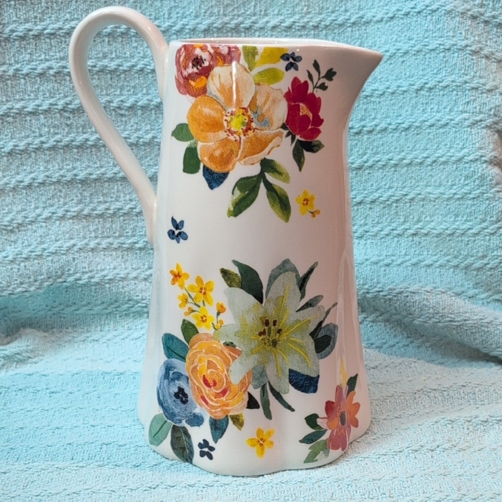 Floral Ceramic Pitcher - Picture 2 of 5
